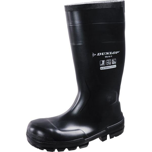 de: Schwarzer Gummiarbeitsschutzstiefel mit hohem Schaft und kräftigem Profil. Produktbild für B2B‑Shop für Werkzeuge, Arbeitsschutz und Arbeitsbedarf.