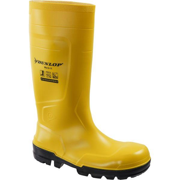 de: Gelber wasserdichter Sicherheitsstiefel mit schwarzer Profilsohle, knöchelhoch. Der B2B-Shop für Werkzeuge, Arbeitsschutz und Arbeitsbedarf.