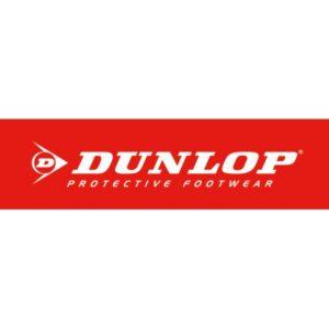 DUNLOP-Logo in Weiß auf rotem Hintergrund mit Markensymbol. Der B2B-Shop für Werkzeuge, Arbeitsschutz und Arbeitsbedarf.