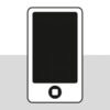 Symbol eines Smartphones mit großem Bildschirm und zentralem Knopf, dargestellt in Schwarz-Weiß.