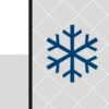 Blaues Schneeflocken-Symbol auf grauem, kariertem Hintergrund.